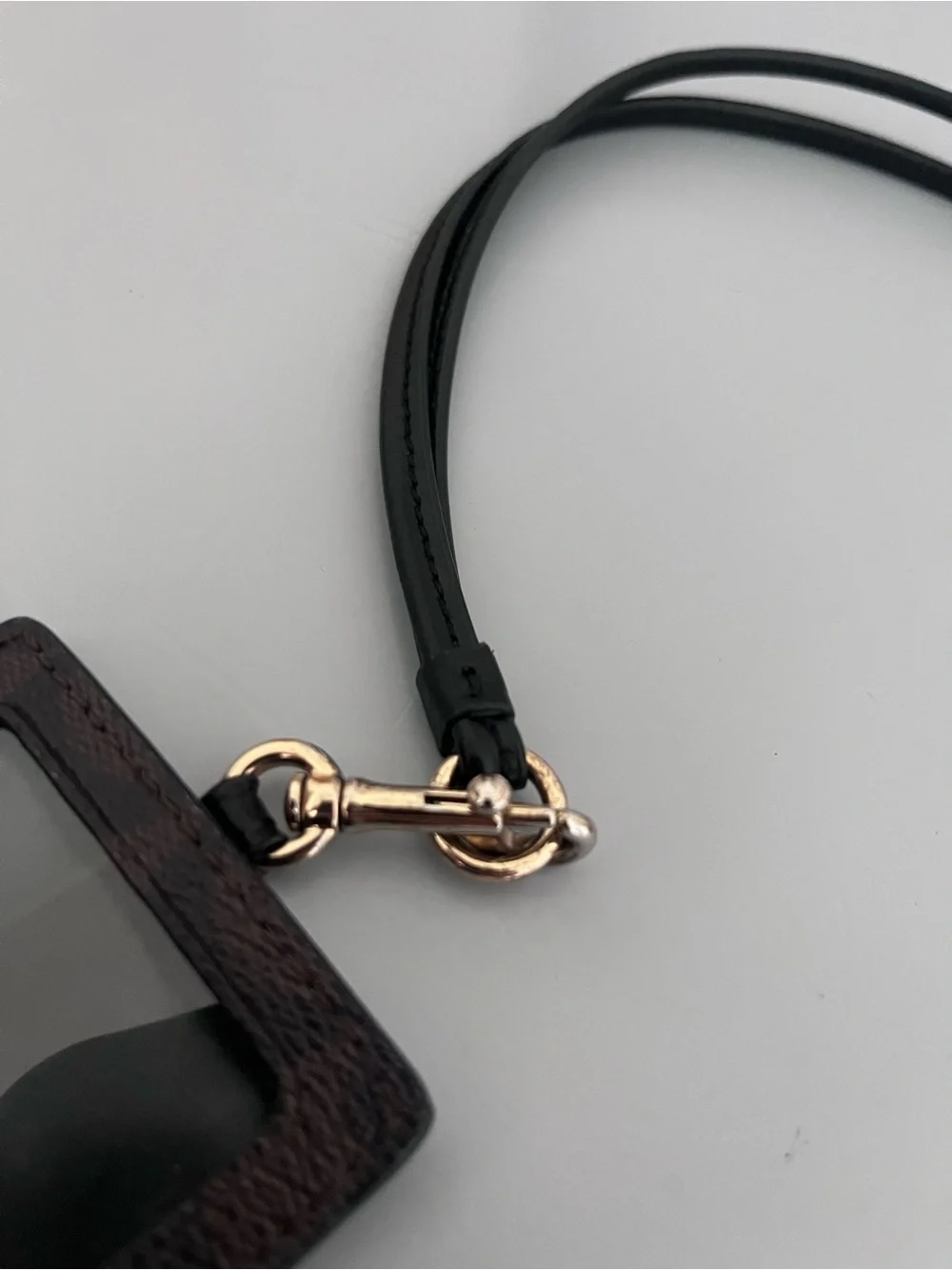 Coach Black and Brown Signature Cardholder Lanyard with Gold Hardware